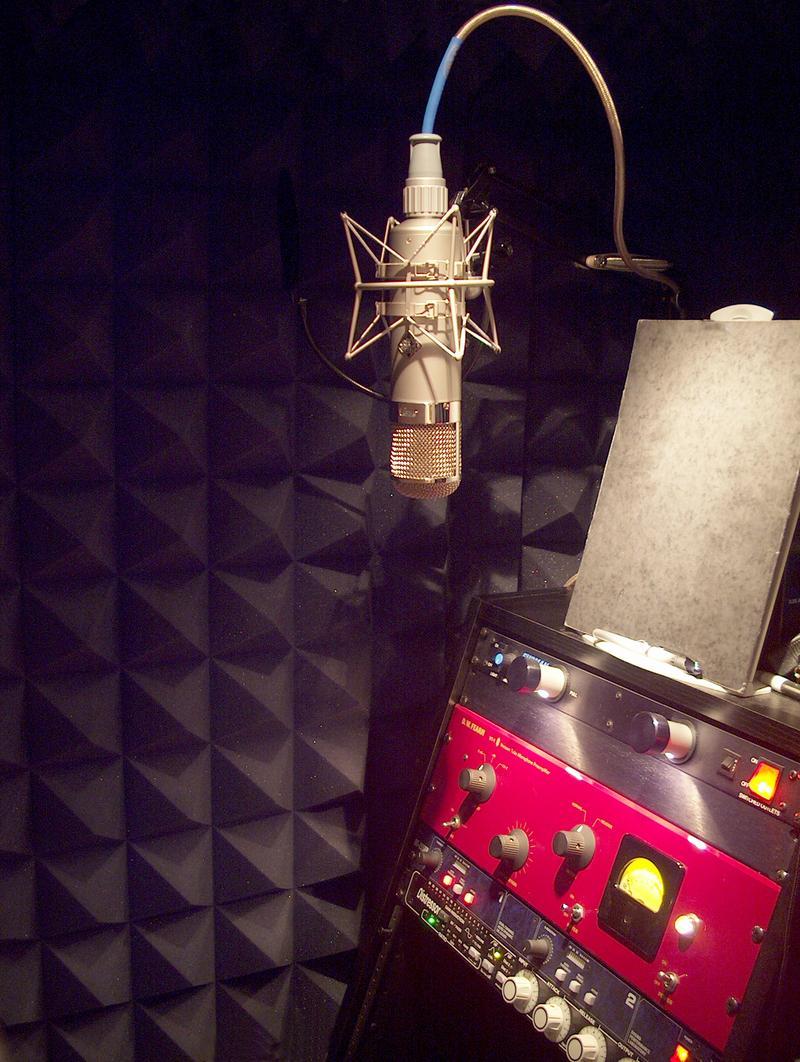 Donald James' Voice-Over studio with pyramid acoustical foam.